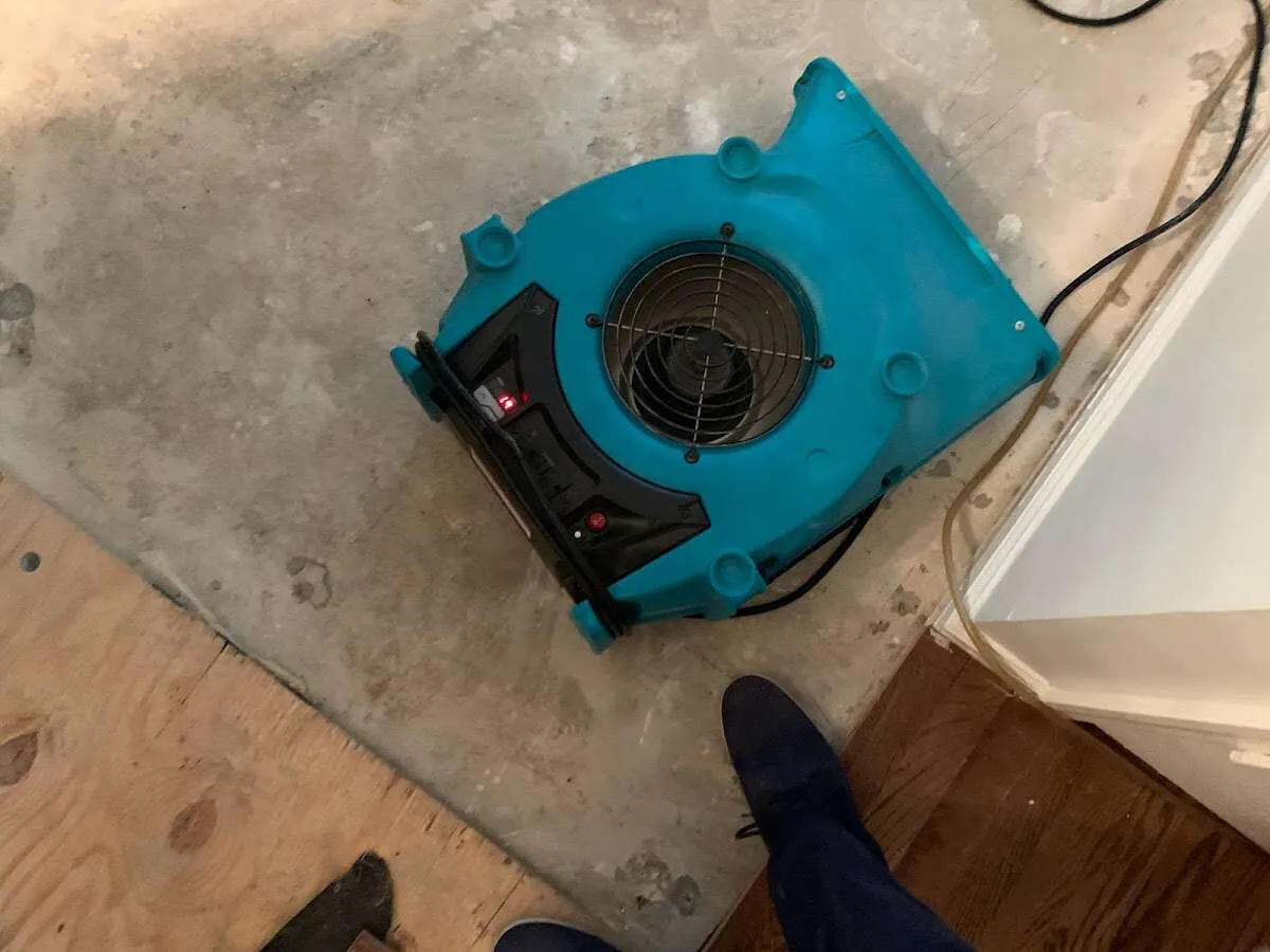 Air mover drying subfloor during Leak Detection & Repair in Braselton