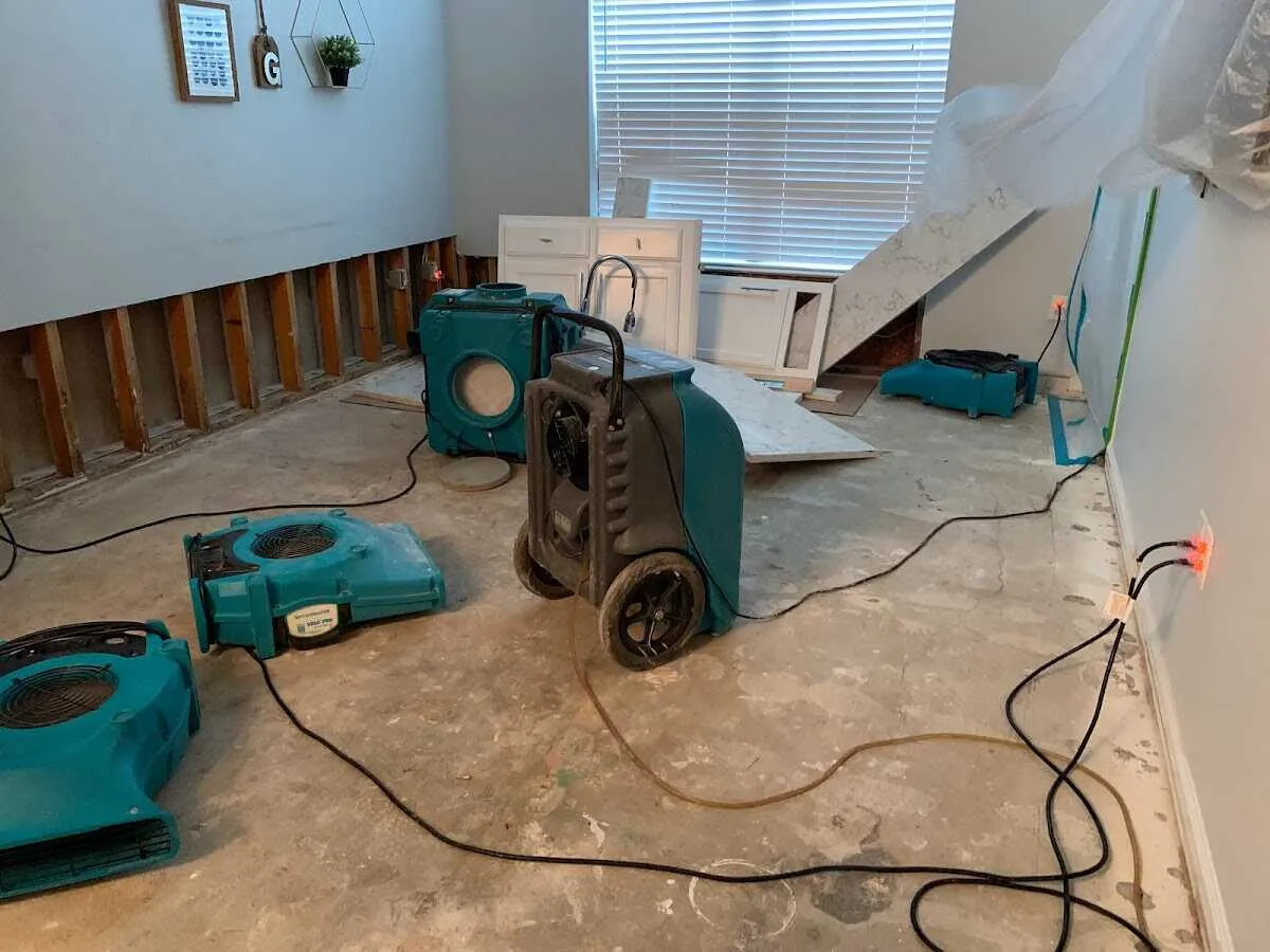 Dehumidifier in flood-cut room for Water Damage Restoration in Braselton